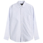 Portuguese Flannel Men's Belavista Stripe Button Down Oxford Shirt in Blue Stripe