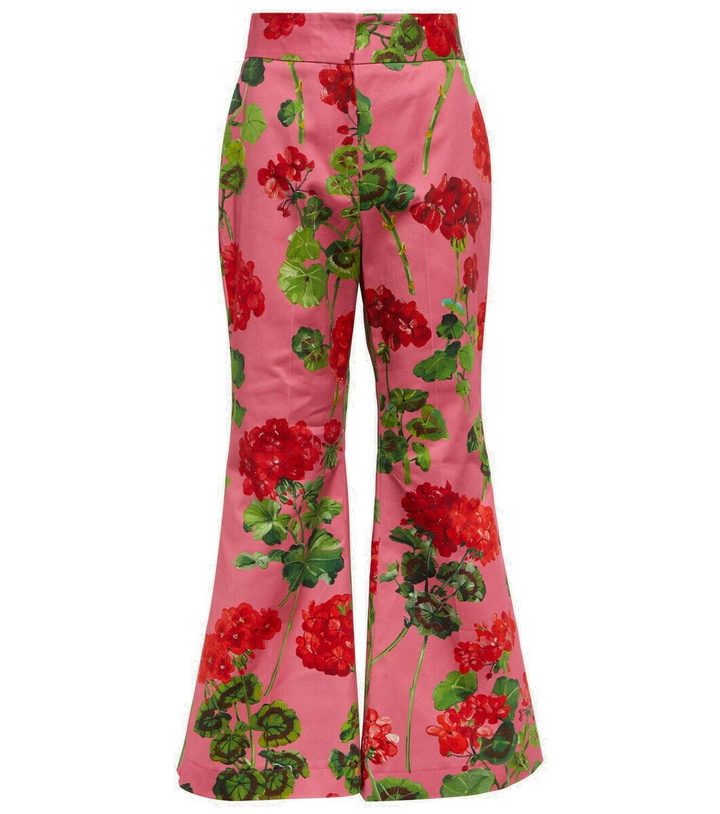 Photo: Oscar de la Renta Floral high-rise cotton-blend flared pants