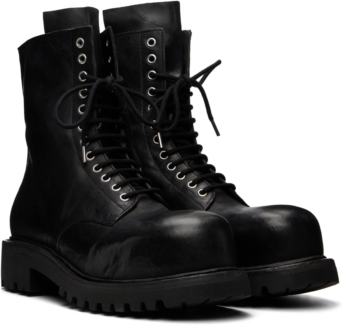A DICIANNOVEVENTITRE Black Reverse Prisma Combat Boots