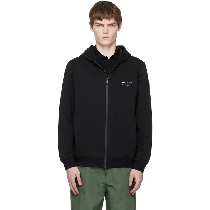 Photo: Moncler Black Logo Cotton Fleece Zip-Up Hoodie