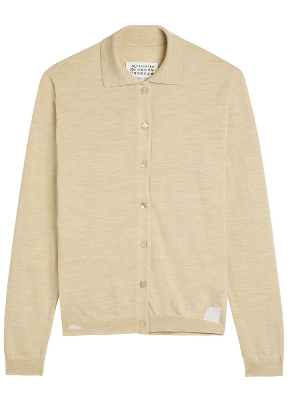 Photo: Maison Margiela Stitch-detail Wool-blend Cardigan Beige