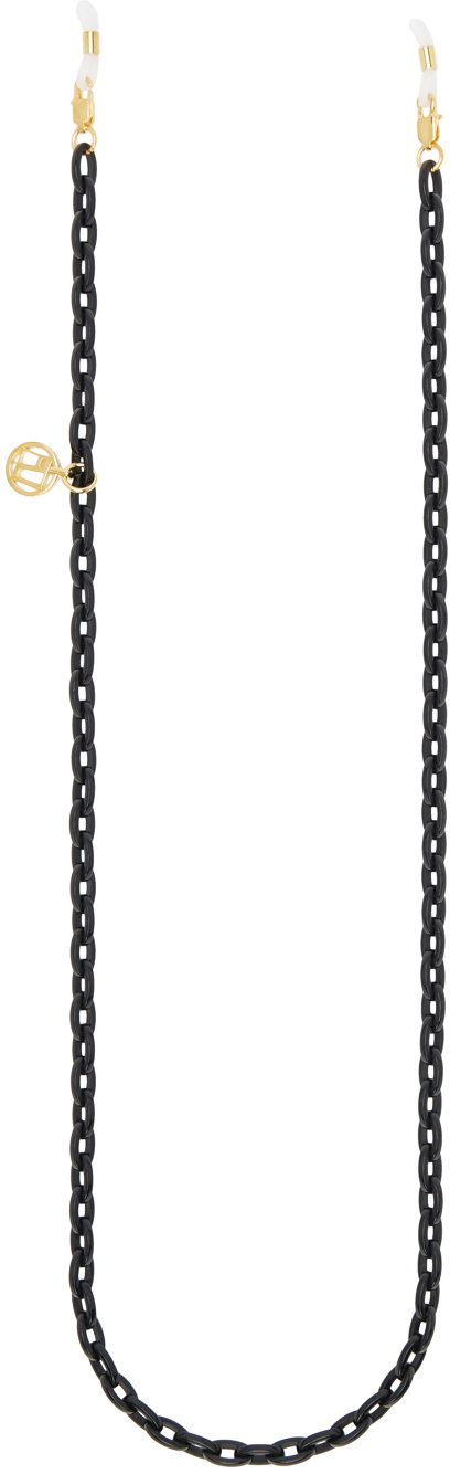 Linda Farrow Black Square Link Eyewear Chain Linda Farrow Luxe 