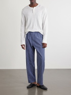 TEKLA - Straight-Leg Checked Organic Cotton-Poplin Pyjama Trousers - Blue