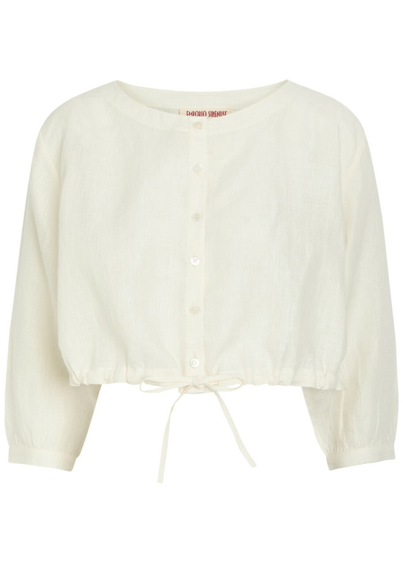 Photo: Emporio Sirenuse New Jinny Cropped Linen top Off White
