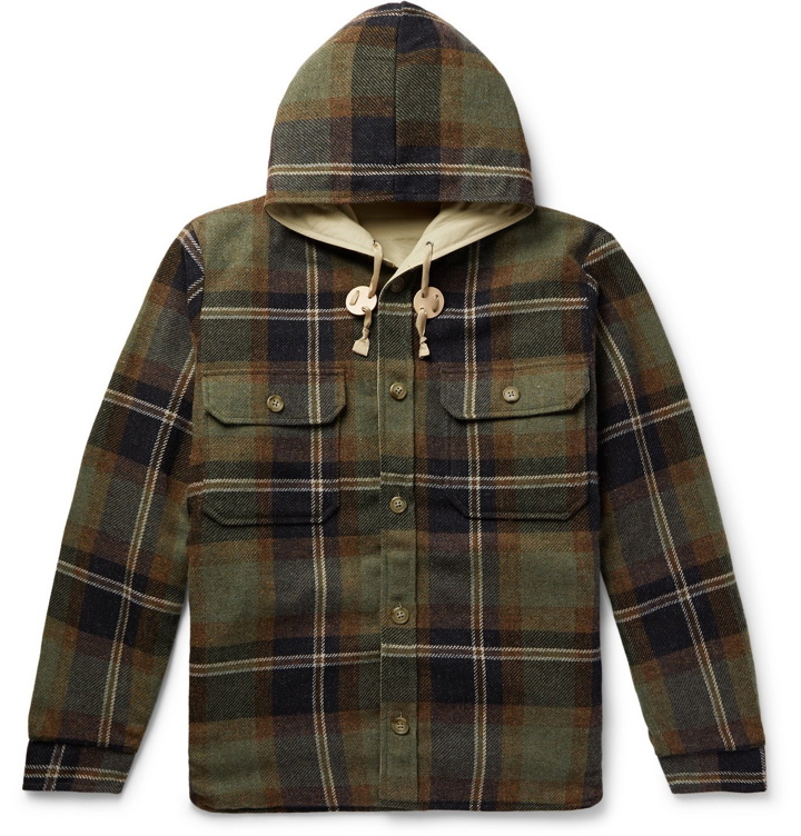 Photo: Beams Plus - CPO Reversible Checked Cotton-Blend Twill and Flannel Hooded Jacket - Green