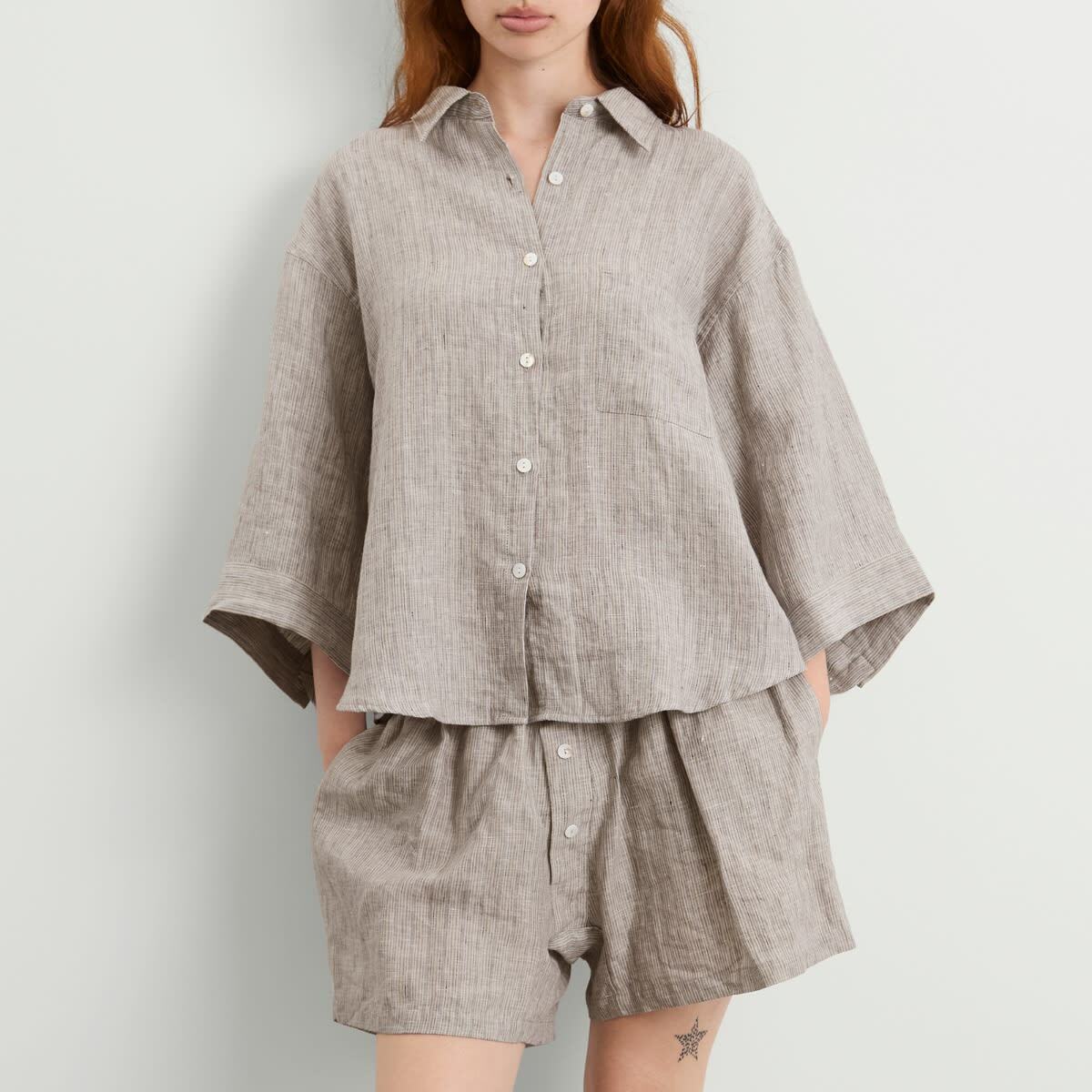 Deiji Studios Women's 03 Linen Set in Haze Blue