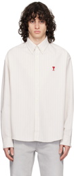 AMI Paris Blue & Off-White Embroidered Shirt