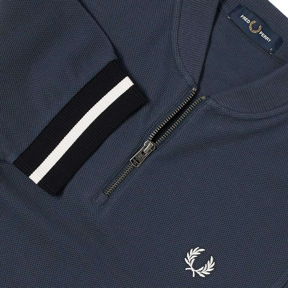 Fred Perry Men's Zip Neck Polo Shirt in Dark Airforce Fred Perry