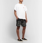 Rhude - Wide-Leg Logo-Print Nylon Drawstring Shorts - Black