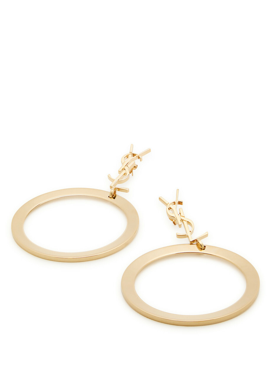 Saint Laurent Cassandre Logo Hoop Earrings - Gold - One Size
