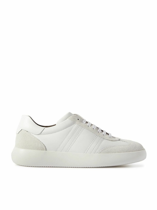 Photo: Brioni - Suede-Trimmed Leather Sneakers - White