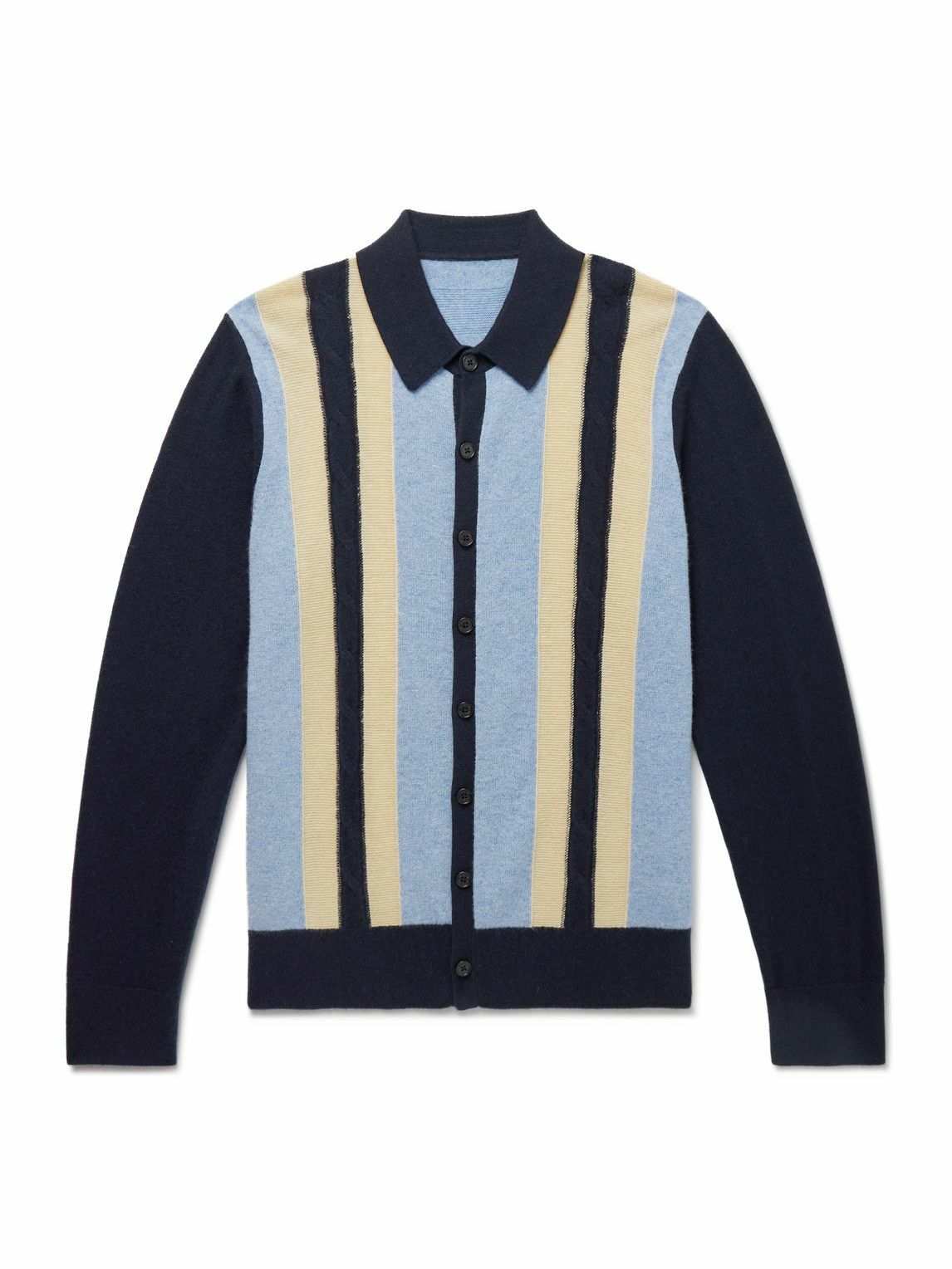 Guest In Residence - Cable Plaza Striped Cashmere Shirt - Blue