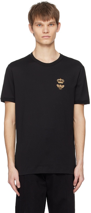 Photo: Dolce & Gabbana Black Embroidered T-Shirt