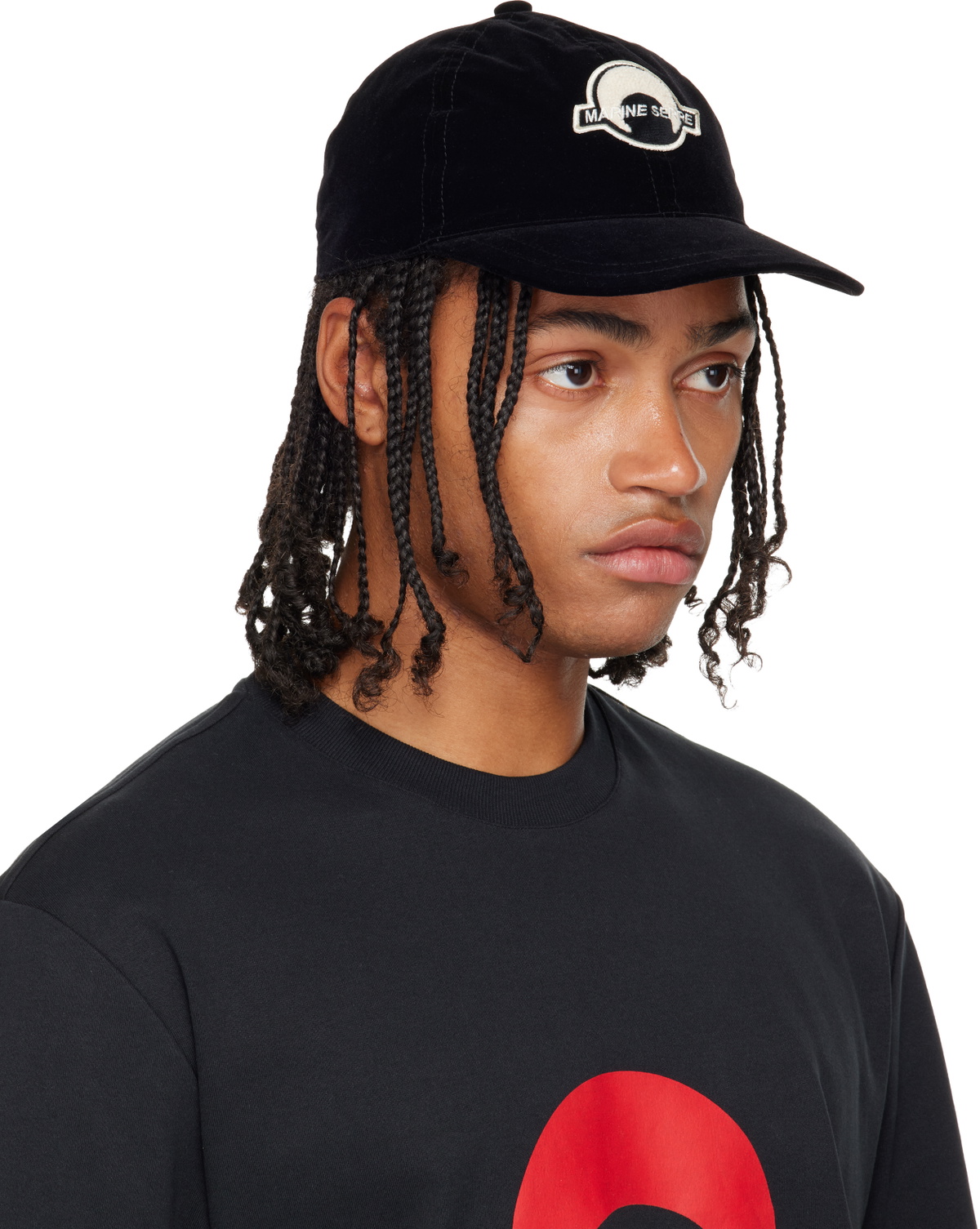 Marine Serre Black Velvet Baseball Cap