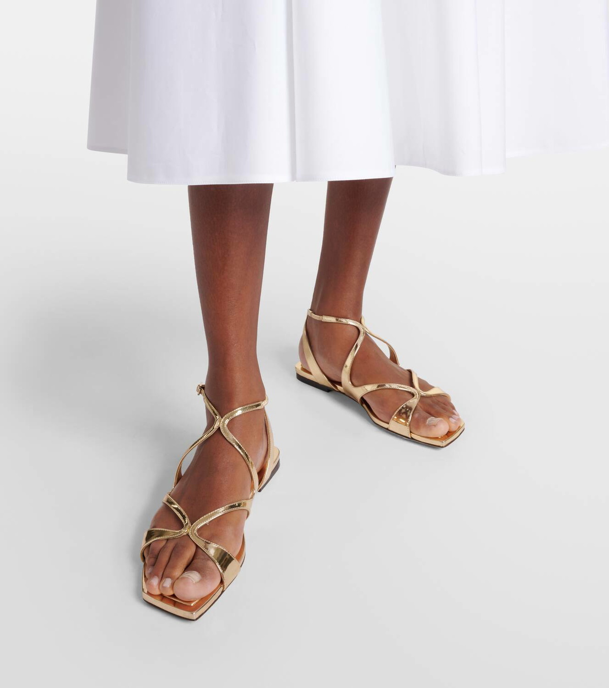 サンダル・ミュール JIMMY CHOO Women Sandals AYLA 85CTQBLACK Black Ayla Flat | Black Nappa Leather Flats | JIMMY CHOO