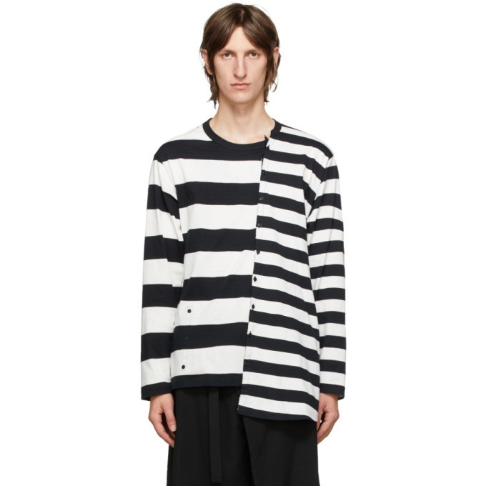 Photo: Yohji Yamamoto White and Black Striped Long Sleeve Shirt