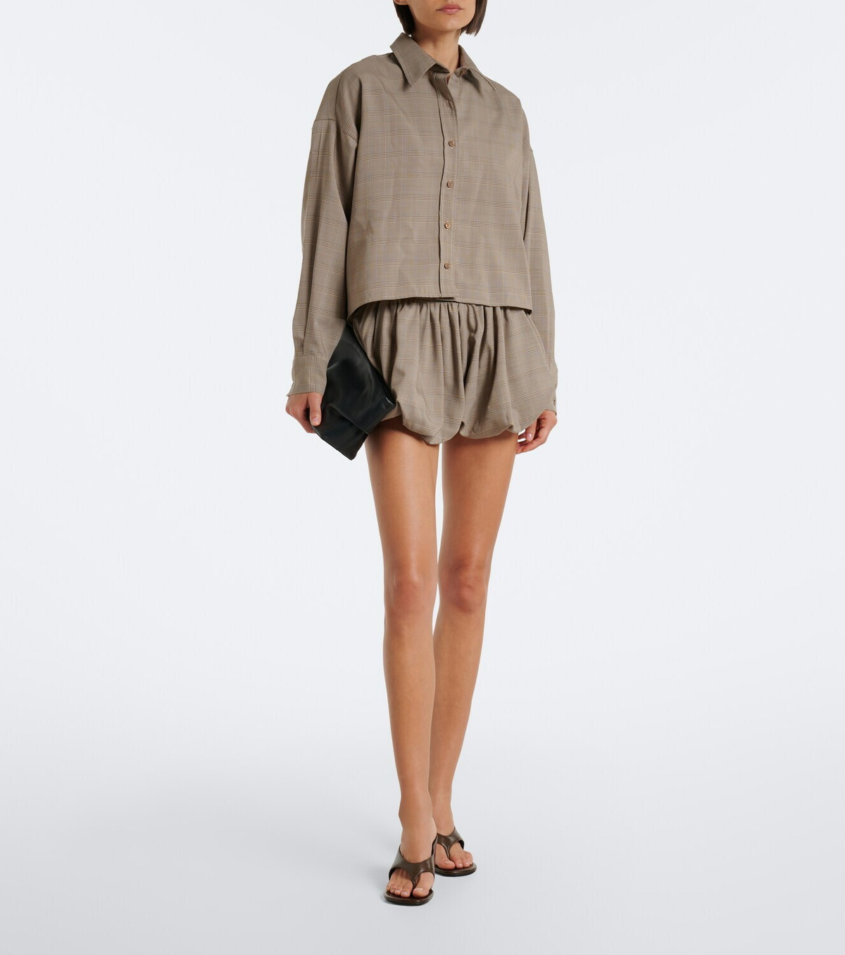 The Frankie Shop Alina checked wool-blend shorts
