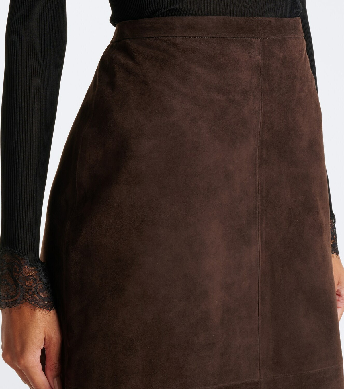 Nour Hammour Alana suede pencil skirt