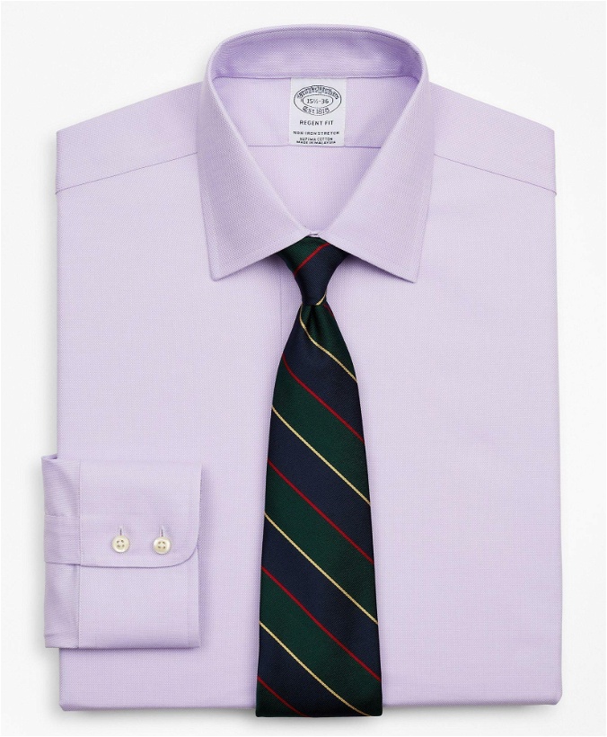 Photo: Brooks Brothers Men's Stretch Regent Regular-Fit Dress Shirt, Non-Iron Royal Oxford Ainsley Collar | Lavender