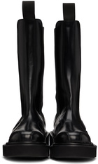 Toga Pulla Black Leather Mid-Calf Chelsea Boots