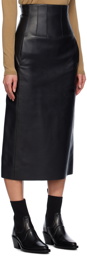 Chloé Black High-Waisted Leather Midi Skirt