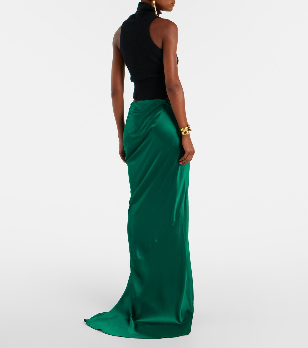 Tom Ford Asymmetric silk satin maxi skirt