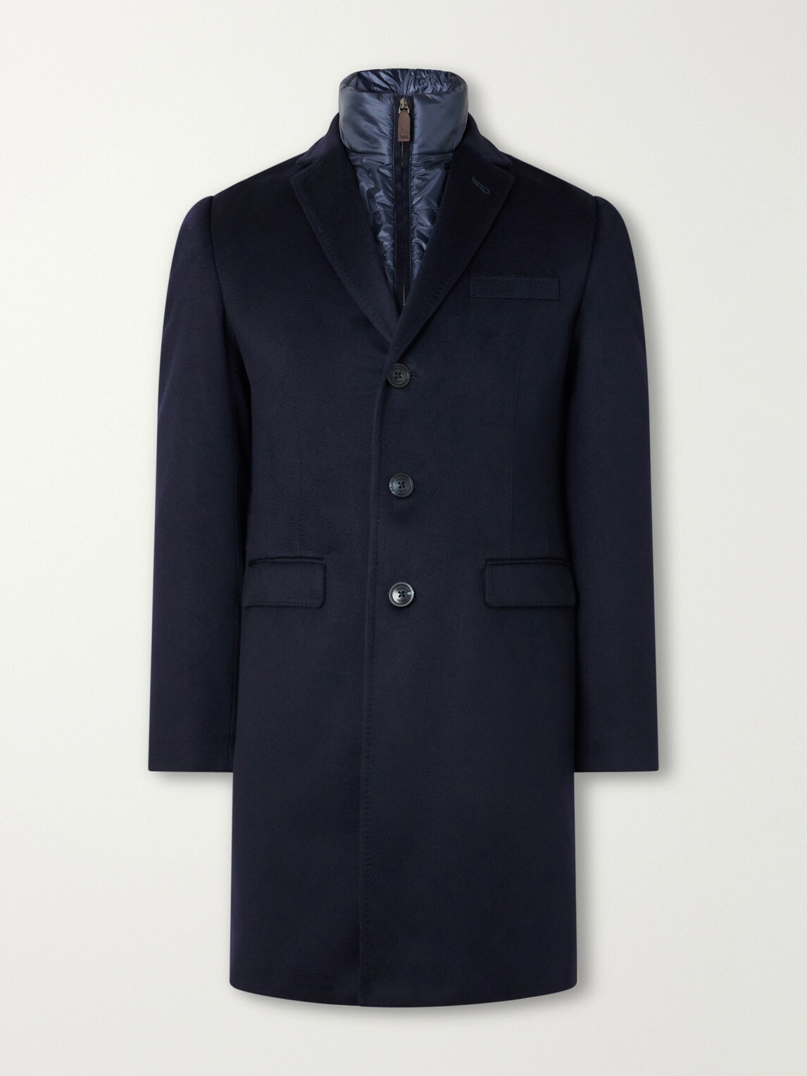 Herno - Detachable Shell-Lined Woven-Cashmere Coat - Blue