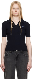 Maison Kitsuné Navy Baby Fox Patch Fine Ribbed Polo