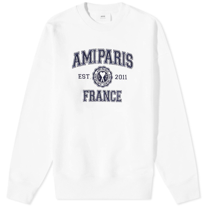 Photo: AMI Men's Paris Varsity Logo Crew Sweat in White