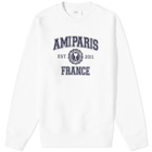 AMI Men's Paris Varsity Logo Crew Sweat in White