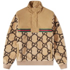 Gucci Men's Jumbo GG Fleece Panel Jacket in Beige