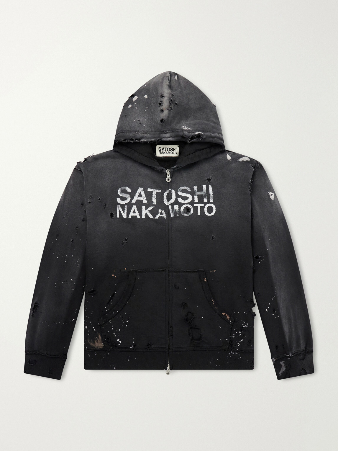 Satoshi Nakamoto - Luke Logo-Printed Cotton-Fleece Zip-Up Hoodie - Black