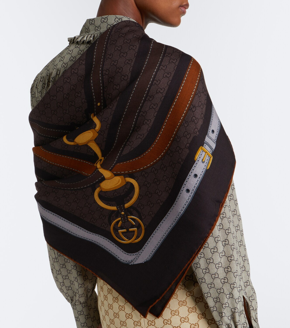 Gucci GG jacquard wool and silk scarf