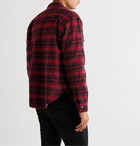 SAINT LAURENT - Checked Faux Shearling-Lined Wool-Blend Jacket - Red