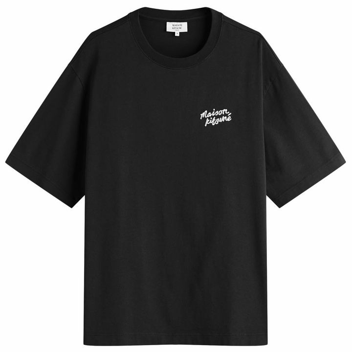 Photo: Maison Kitsuné Men's Handwriting Embroidery Oversize T-Shirt in Black/White