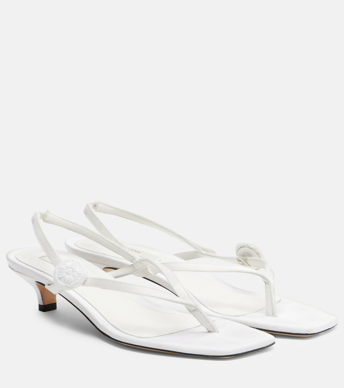 Toteme Floral-appliqué satin slingback sandals