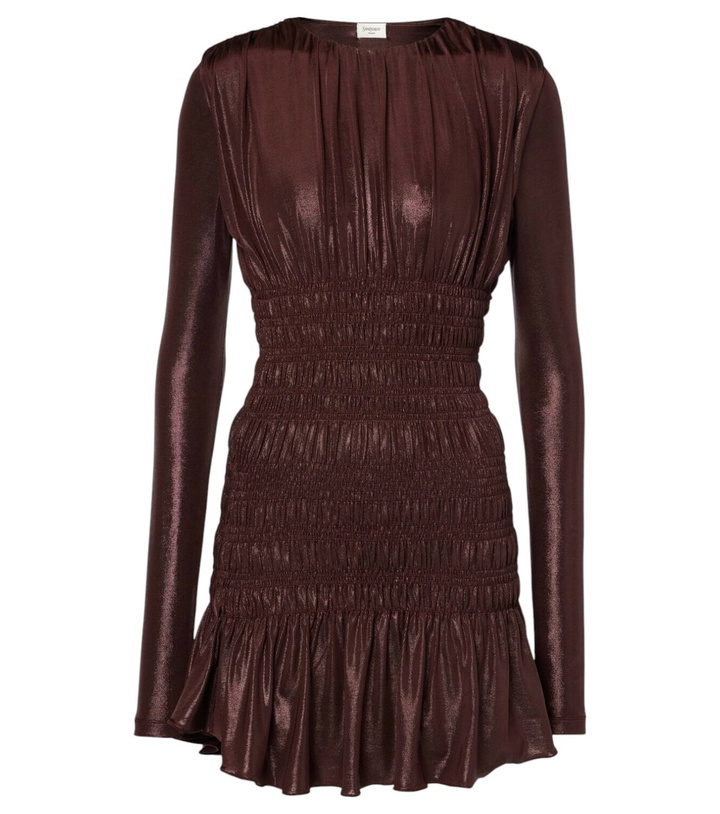 Photo: Saint Laurent Smocked lamé jersey midi dress