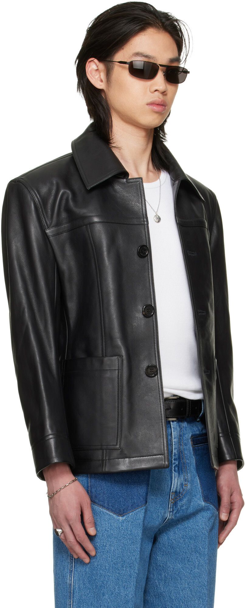 LU'U DAN BRUCE LEE x LỰU ĐẠN Black Leather Creep Jacket