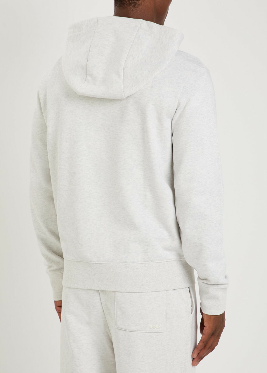 Boss Spence Hooded Cotton Sweatshirt Ecru