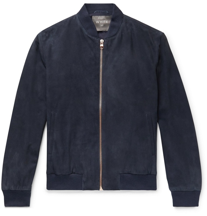 Photo: Private White V.C. - Suede Bomber Jacket - Blue