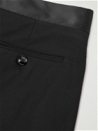 GIORGIO ARMANI - Straight-Leg Pleated Grosgrain Satin-Trimmed Tuxedo Trousers - Black