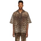 Dolce and Gabbana Brown Ripstop Leopard Shirt
