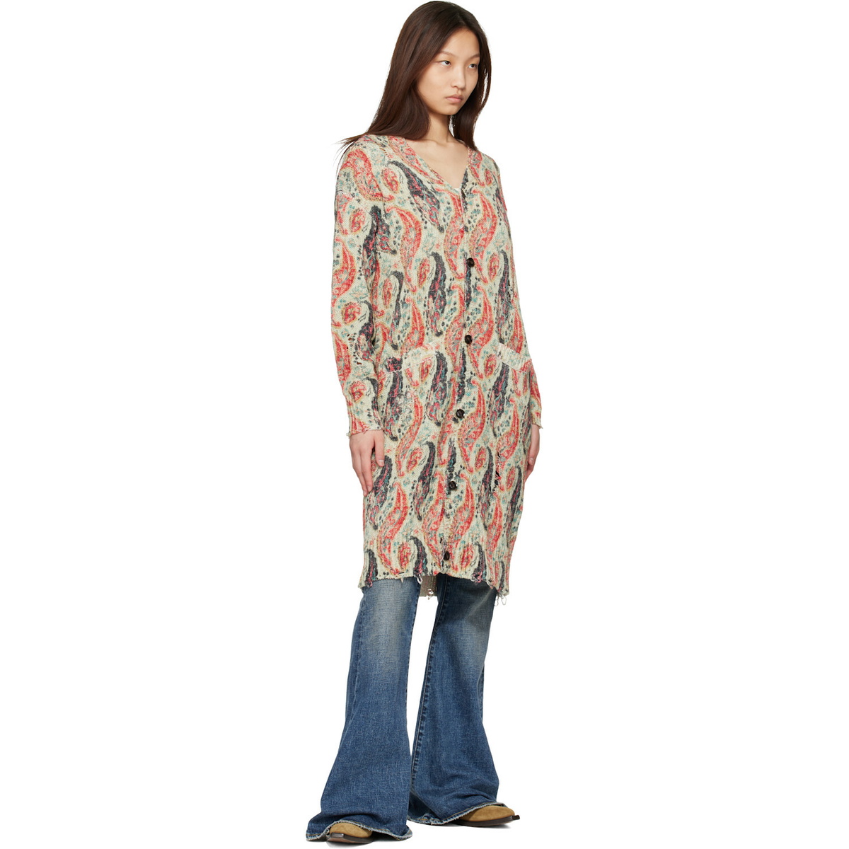 R13 Multicolor Printed Long Cardigan