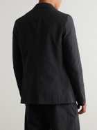 Officine Générale - Leon Double-Breasted Cotton-Seersucker Suit Jacket - Black