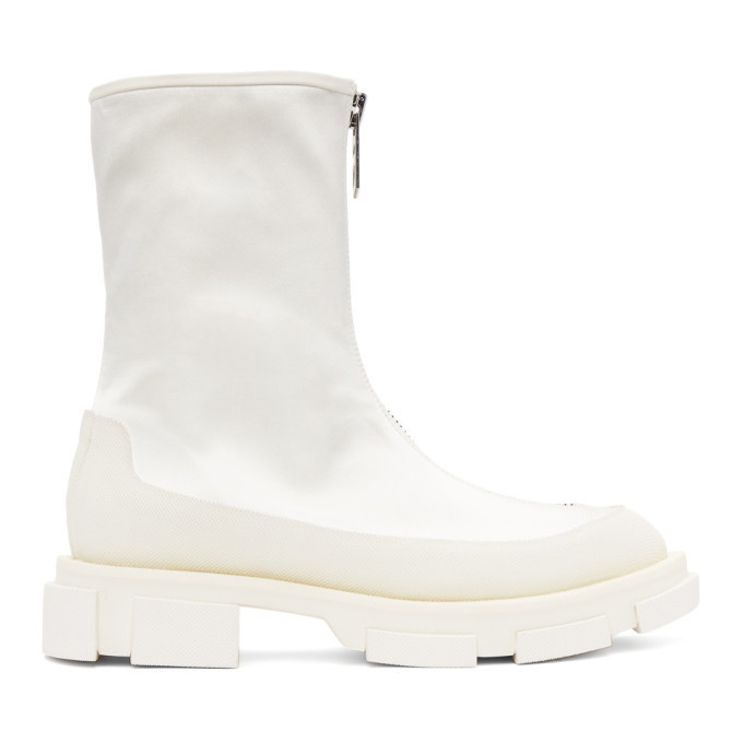 Photo: both Off-White Satin Gao Two-Way Boots