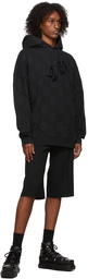 We11done Black Oversized Jacquard Zurry Hoodie