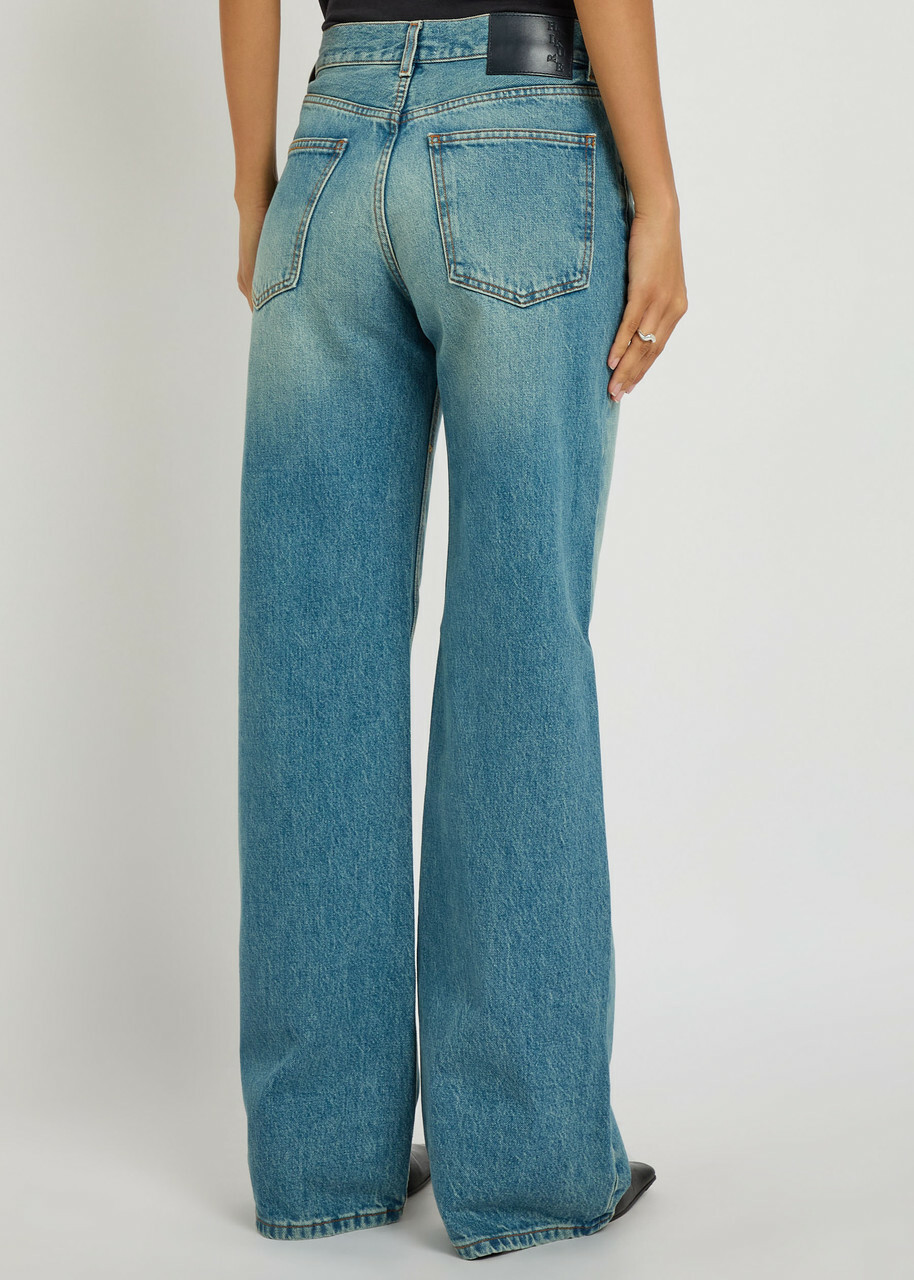 Haikure Korea Straight-leg Jeans Blue
