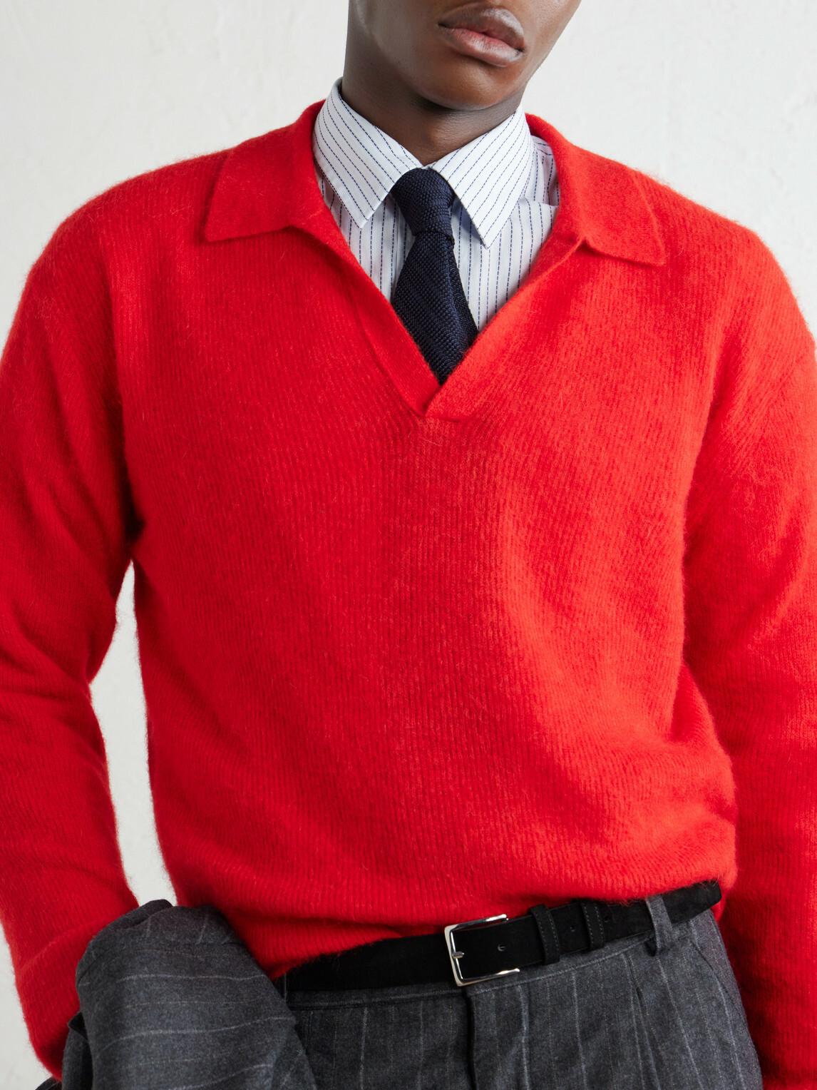 Auralee - Alpaca-Blend Polo Sweater - Red