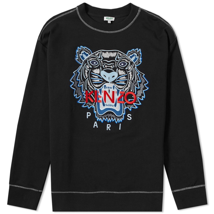 Photo: Kenzo Contrast Stitch Embroidered Tiger Crew Sweat Black