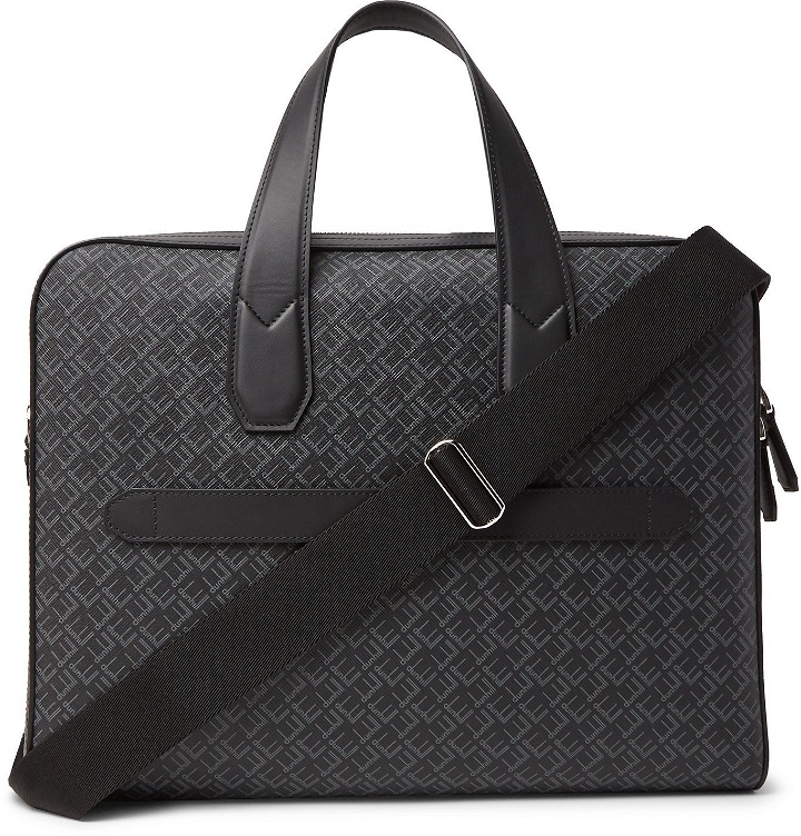 Photo: Dunhill - Leather-Trimmed Logo-Print Coated-Canvas Briefcase - Black